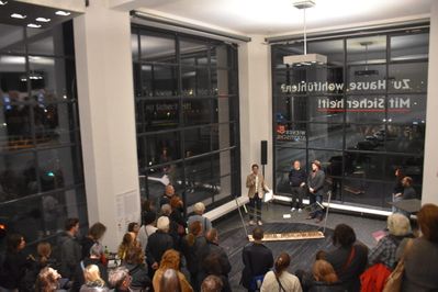 Ausstellungseröffnung "geld . macht . raum" mit Maximilian Markschläger (Wiener Städtische), Arno Ritter (aut() und Peter Grüner (DOWAS) am 7. November 2025