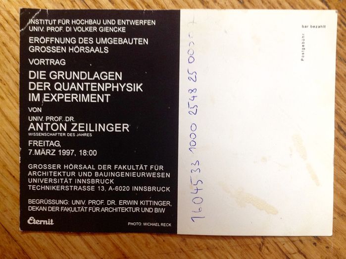 Einladungskarte 1997, Vorderseite