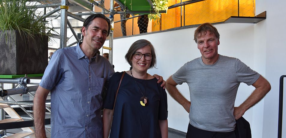 Ausstellungseröffnung mit Jacob van Rijs, Nathalie de Vries und Winy Maas, den drei GründungspartnerInnen von MVRDV