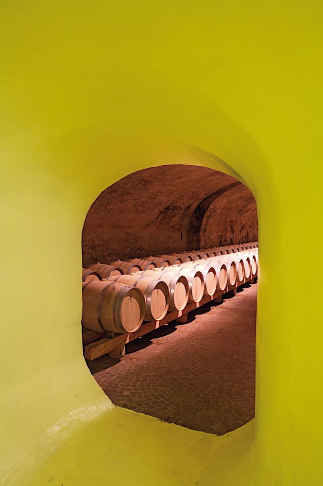 Walter Angonese, Manfred Alois Mayr: Neuer Barriquekeller der Kellerei St. Michael, Eppan, 2006, © Günter Richard Wett