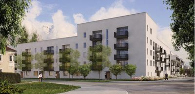 Wohnbau Pradl Ost, 1. Bauabschnitt, Visualisierung, © Obermoser arch-omo